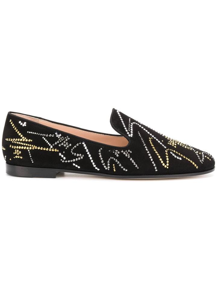Giuseppe Zanotti Design Embellished Logo Loafers - Black