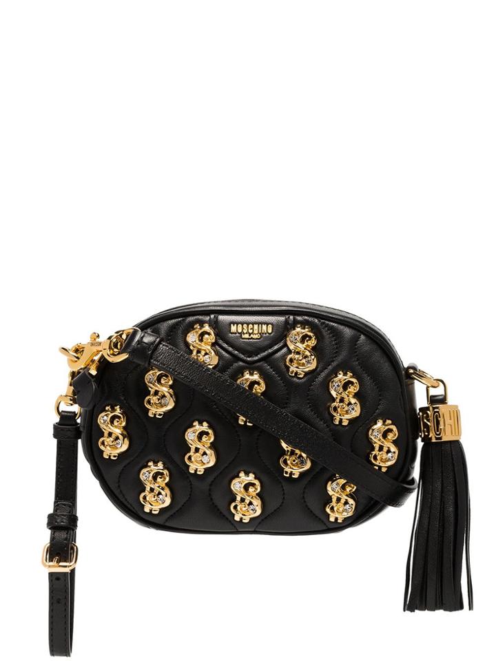 Moschino Embellished Leather Cross-body Bag - Black