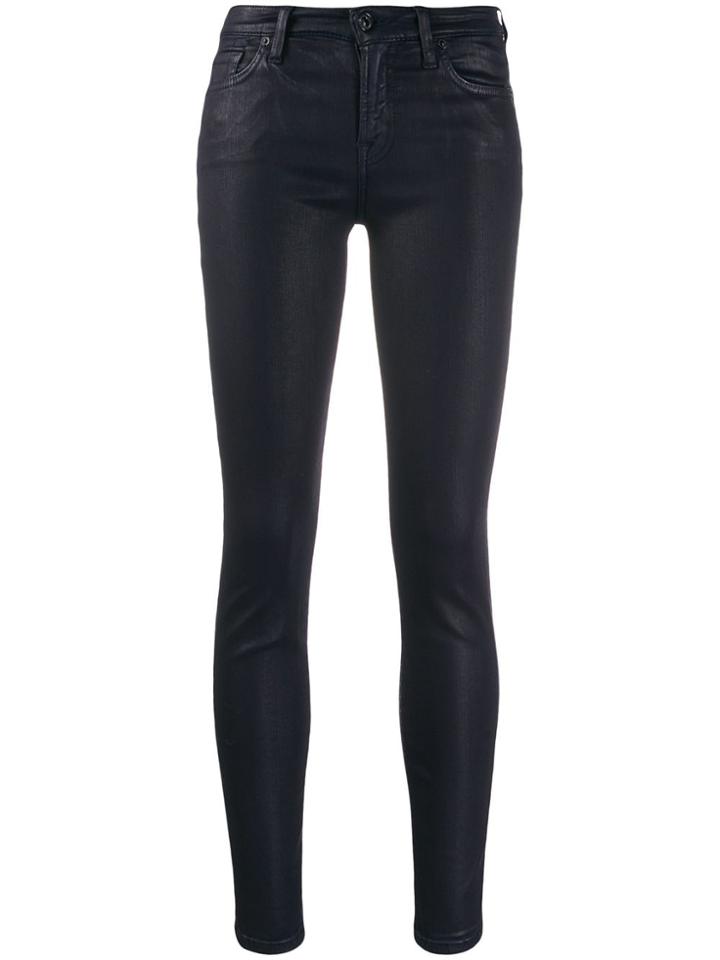 7 For All Mankind Coated Skinny Jeans - Blue