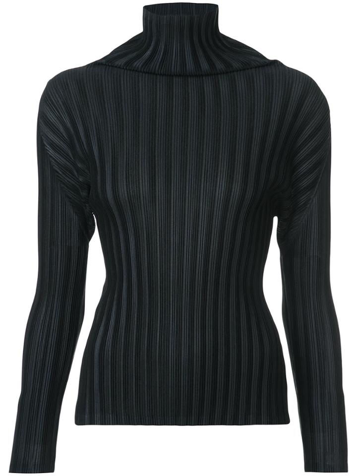 Pleats Please By Issey Miyake Slim Turtleneck Top - Black