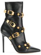 Versace Buckled Ankle Boots - Black