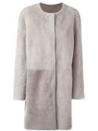 Yves Salomon Reversible Coat, Women's, Size: 40, Grey, Lamb Skin/lamb Fur