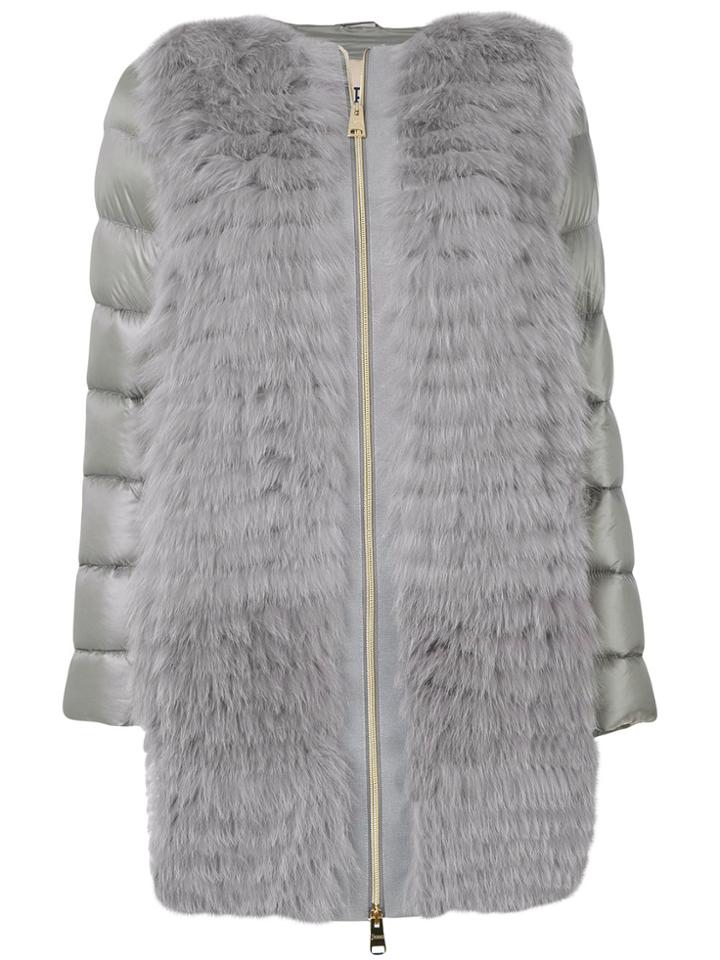 Herno Fur Front Puffer Jacket - Grey