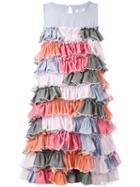 Anna K - Layered Ruffled Dress - Women - Polyester - Xs, Pink/purple, Polyester