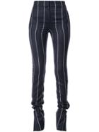Oscar De La Renta Slit-detailed Striped Skinny Trousers - Blue