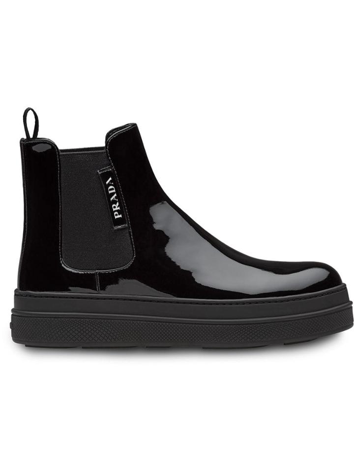 Prada Patent Leather Booties - Black
