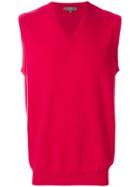 N.peal V-neck Sleeveless Sweater - Red