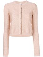 Oscar De La Renta Sparkly Cropped Cardigan - Pink & Purple