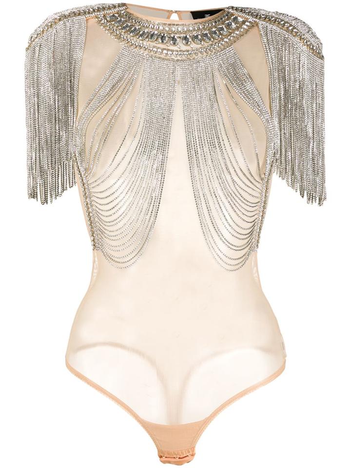 Elisabetta Franchi Embellished Bodysuit - Neutrals