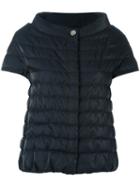 Herno Short Sleeve Puffer Jacket, Women's, Size: 46, Blue, Cotton/polyamide/acetate