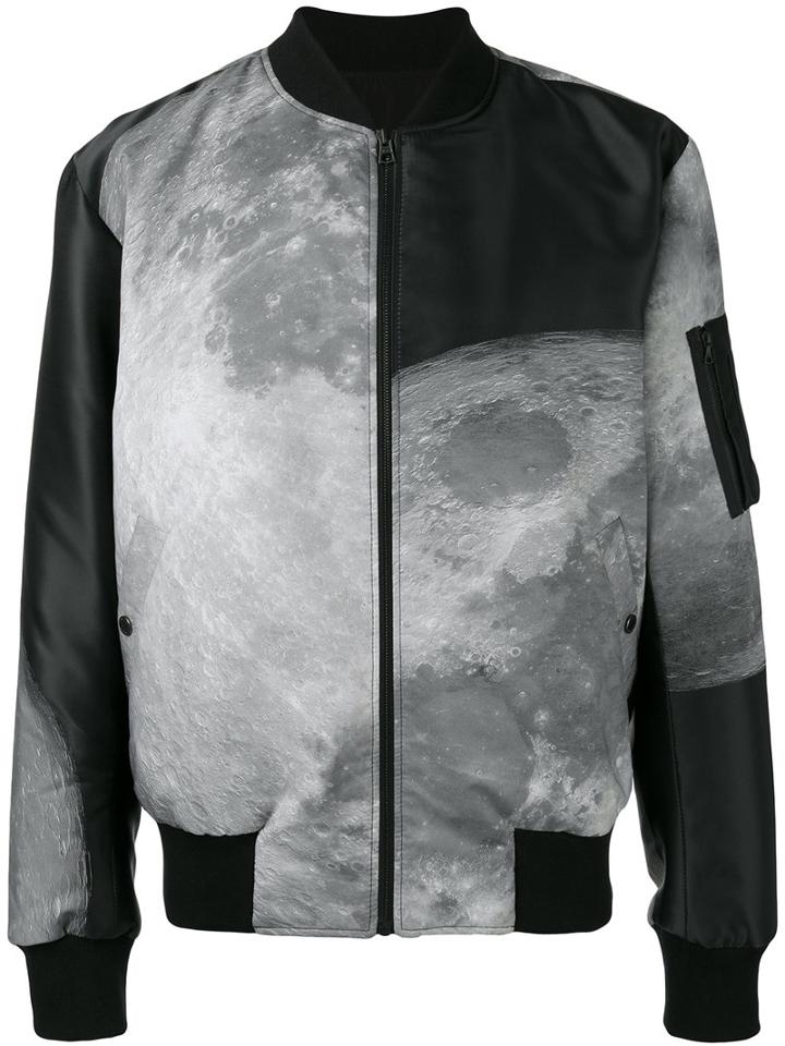 Christopher Raeburn Moon Print Reversible Bomber Jacket, Men's, Size: Medium, Black, Polyester/recycled Polyester