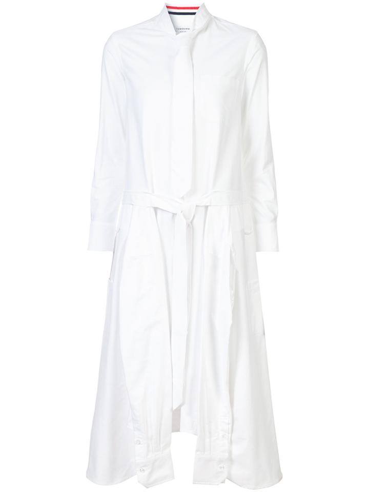 Thom Browne Necktie Shirt Dress Sleeve In Oxford - White