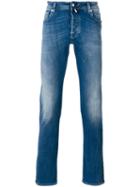 Jacob Cohen Stonewashed Straight Jeans, Men's, Size: 44, Blue, Cotton/polyester/spandex/elastane