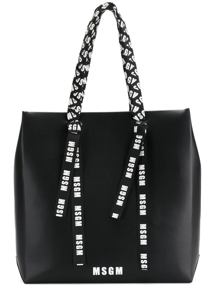 Msgm Logo Trim Tote - Black