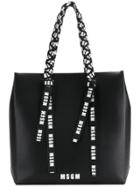 Msgm Logo Trim Tote - Black