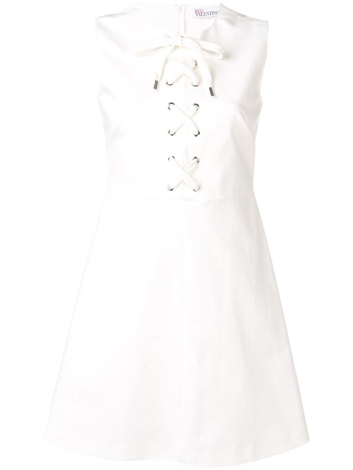 Red Valentino Lace-up Mini Shift Dress - White