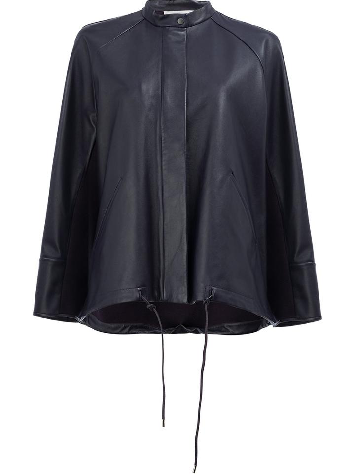 Maison Ullens Cropped Rain Jacket, Women's, Size: 38, Black, Cotton/lamb Skin