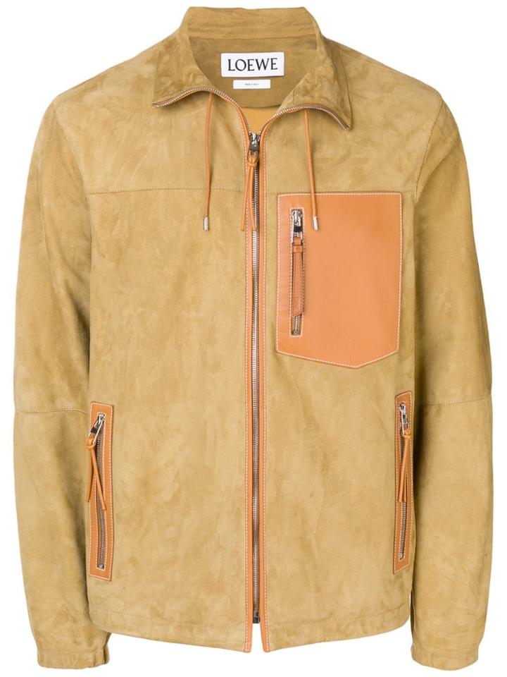 Loewe Contrast Leather Jacket - Brown