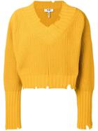 Msgm Distressed Knit Jumper - Yellow