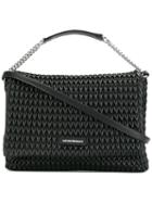 Emporio Armani Textured Shoulder Bag, Women's, Black, Cotton/polyester/polyurethane/spandex/elastane