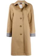 Tommy Hilfiger Check Cuff Single-breasted Coat - Neutrals