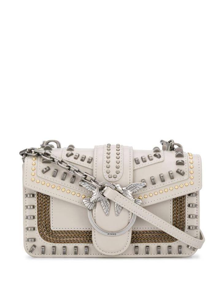 Pinko Stud-embellished Love Shoulder Bag - Neutrals