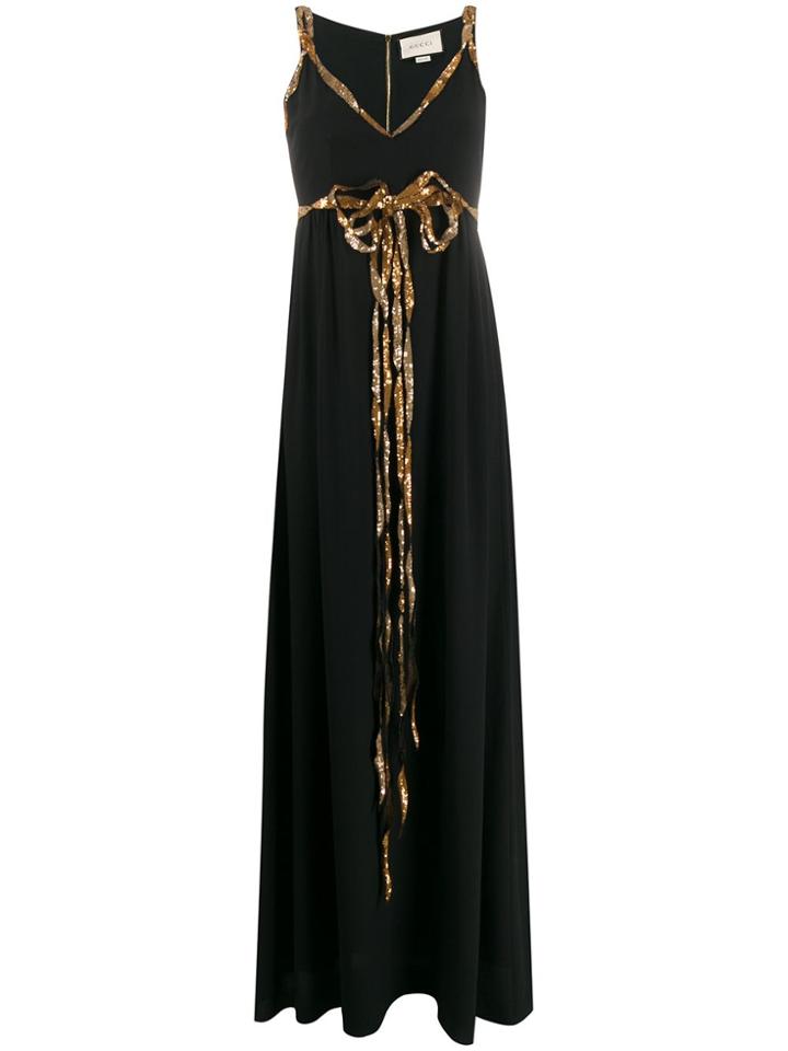 Gucci Sequin Detail Evening Dress - Black