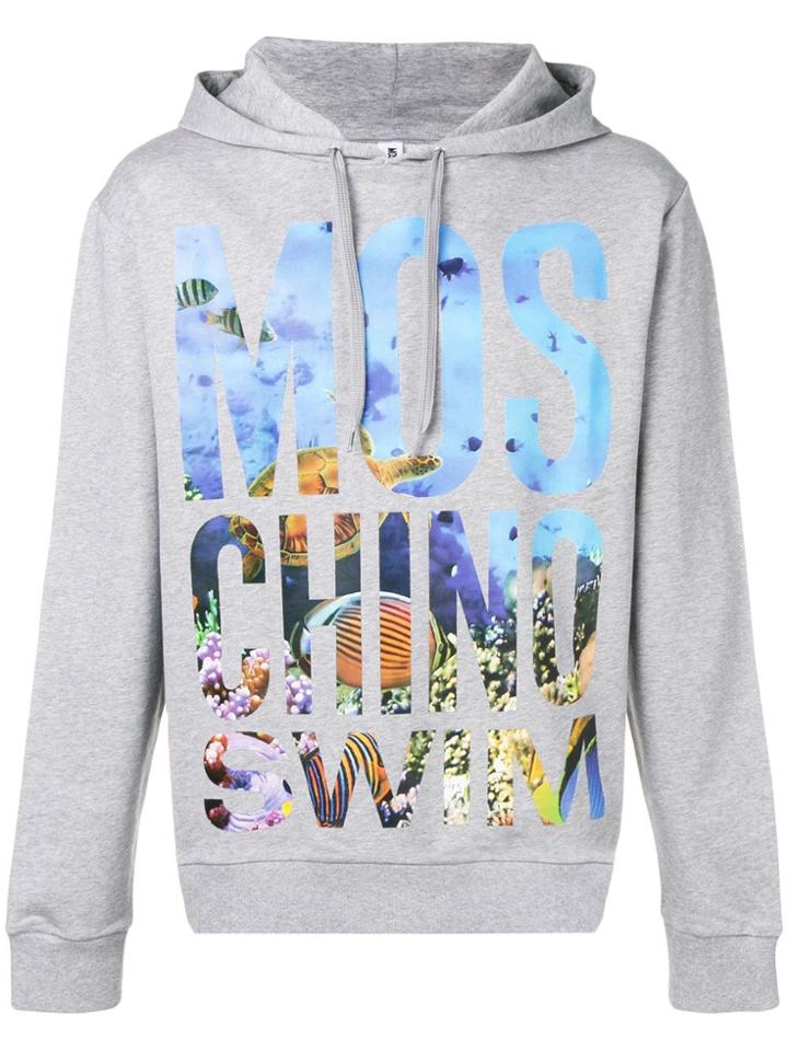 Moschino Logo Graphic Print Hoodie - Grey