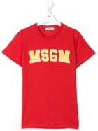 Msgm Kids Teen Logo Embroidered T-shirt