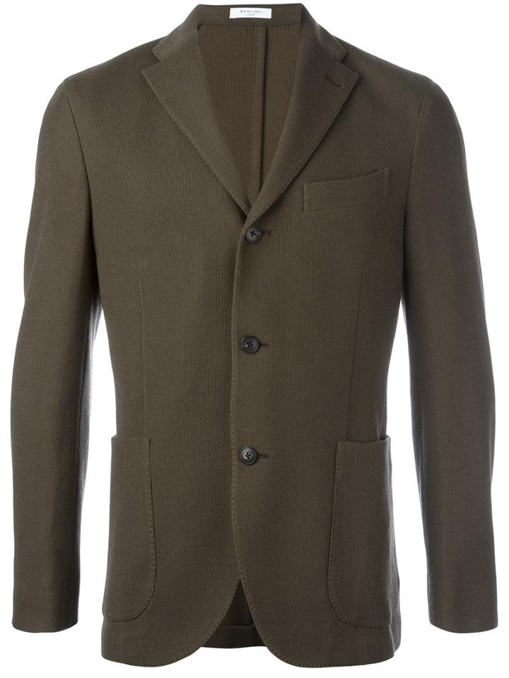 Boglioli Fitted Blazer Jacket, Men's, Size: 48, Brown, Cotton/acetate/cupro/virgin Wool