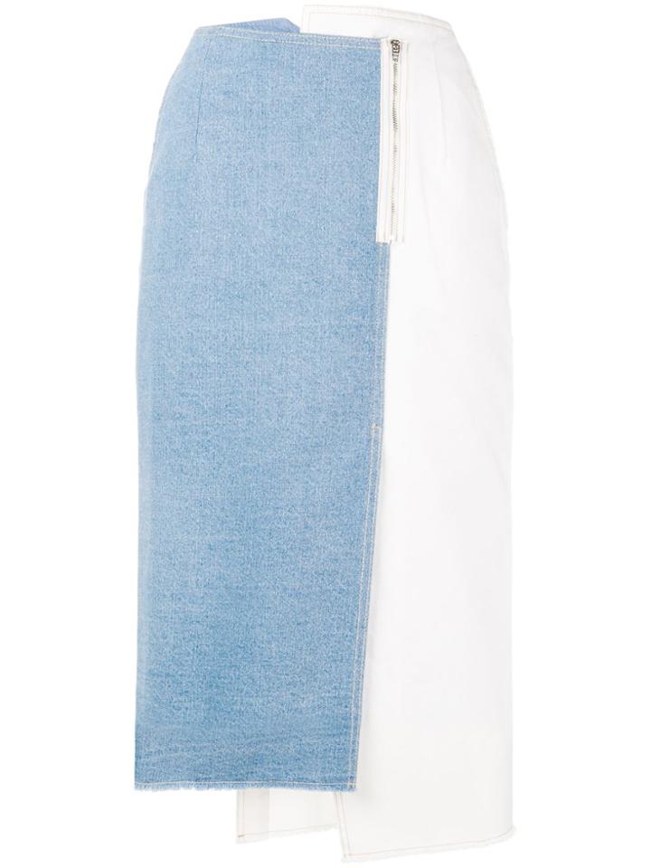 Sjyp Zip Unbalanced Denim Skirt - Blue