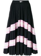 Valentino Striped Pleated Skirt - Black