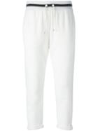 Brunello Cucinelli Cropped Track Pants, Women's, Size: Small, White, Cotton/cashmere