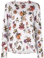 Derek Lam Indian Floral Long Sleeve Printed Tee - Grey