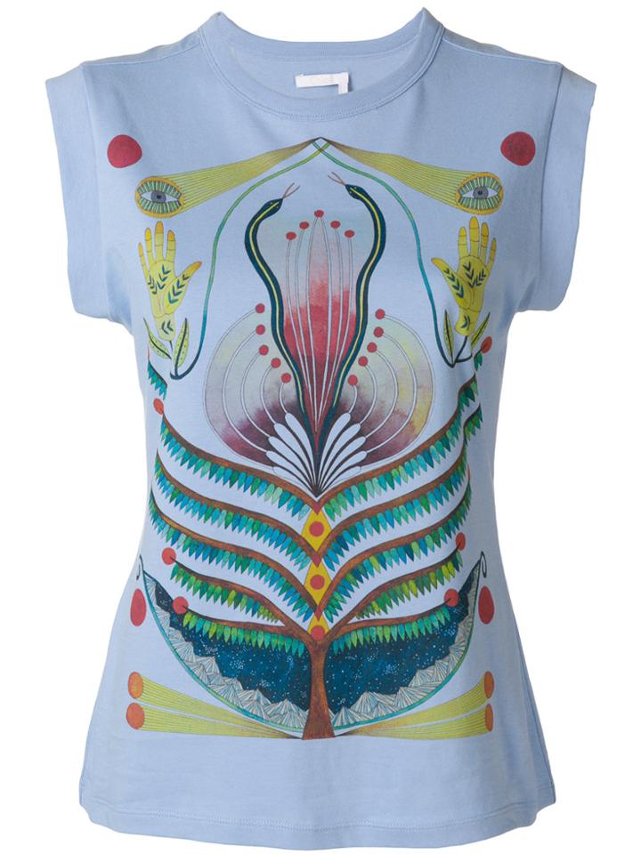 Chloé Graphic Print Sleeveless T-shirt - Blue