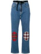 Isa Arfen Tartan Knee Patch Jeans - Blue