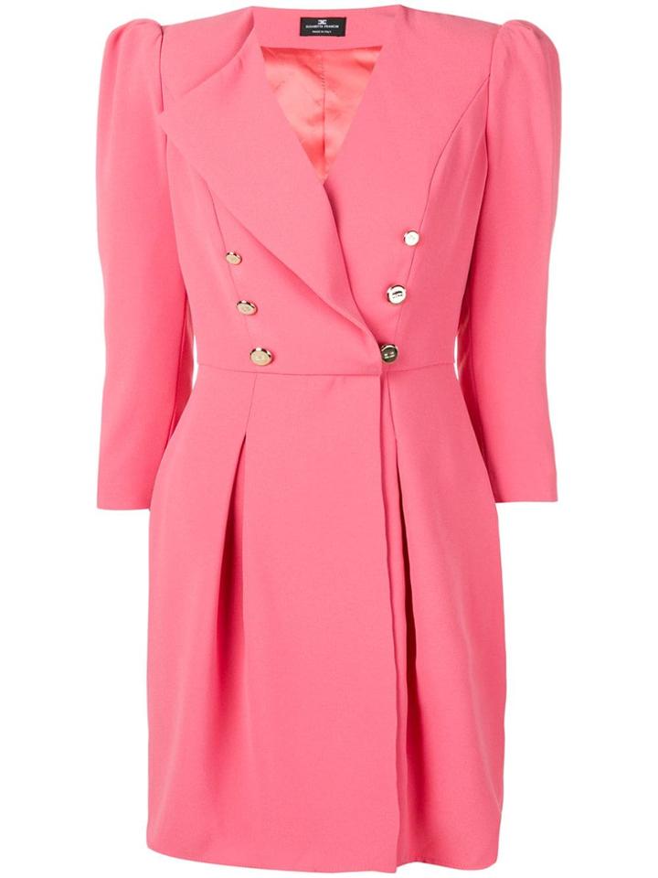 Elisabetta Franchi Lapel Detail Fitted Dress - Pink