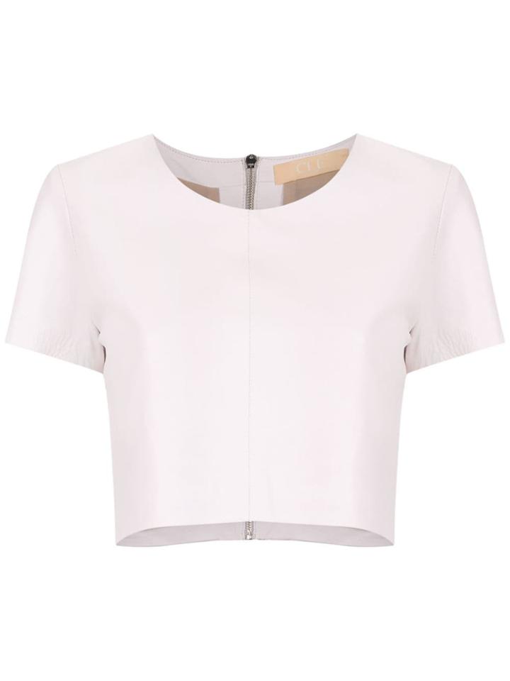 Clé Leather Cropped Top - Pink