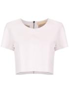 Clé Leather Cropped Top - Pink