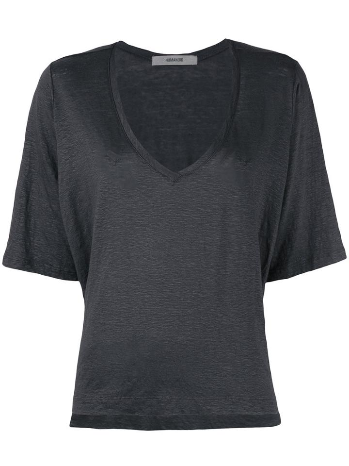 Humanoid Draped T-shirt, Women's, Size: Small, Grey, Linen/flax/spandex/elastane