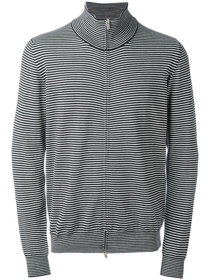 Maison Margiela Striped Zip-up Cardigan - Black