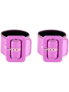 Attico Metallic Snakeskin Embossed Buckle Anklets - Pink & Purple