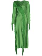 Dvf Diane Von Furstenberg Side Slit Fringe Dress - Green