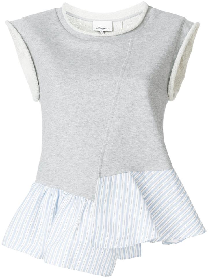 3.1 Phillip Lim French Terry Ruffle-hem Top - Grey