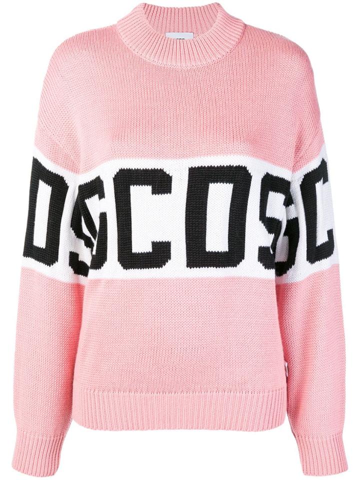 Gcds Enlarged Logo Knit Sweater - Pink & Purple