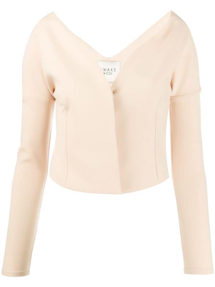 A.w.a.k.e. Mode Cropped Fitted Jacket - Neutrals