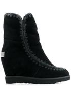 Mou French Toe Wedge Short Boots - Black