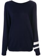 Erika Cavallini V-back Stripe Sleeve Sweater - Blue