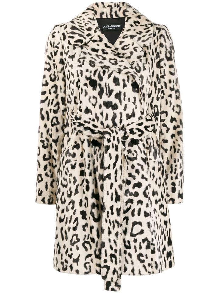 Dolce & Gabbana Double-breasted Leopard Coat - Neutrals