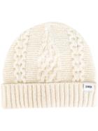 Edwin Cable Knit Beanie, Men's, White, Wool/cotton/polyamide/other Fibers